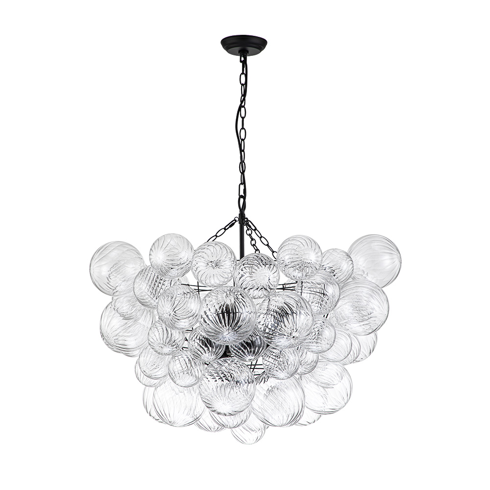 Black Glam Modern Bubble Chandelier Sputnik Cluster Glass Hanging Light Fixture for Dining Room Living Room Bedroom