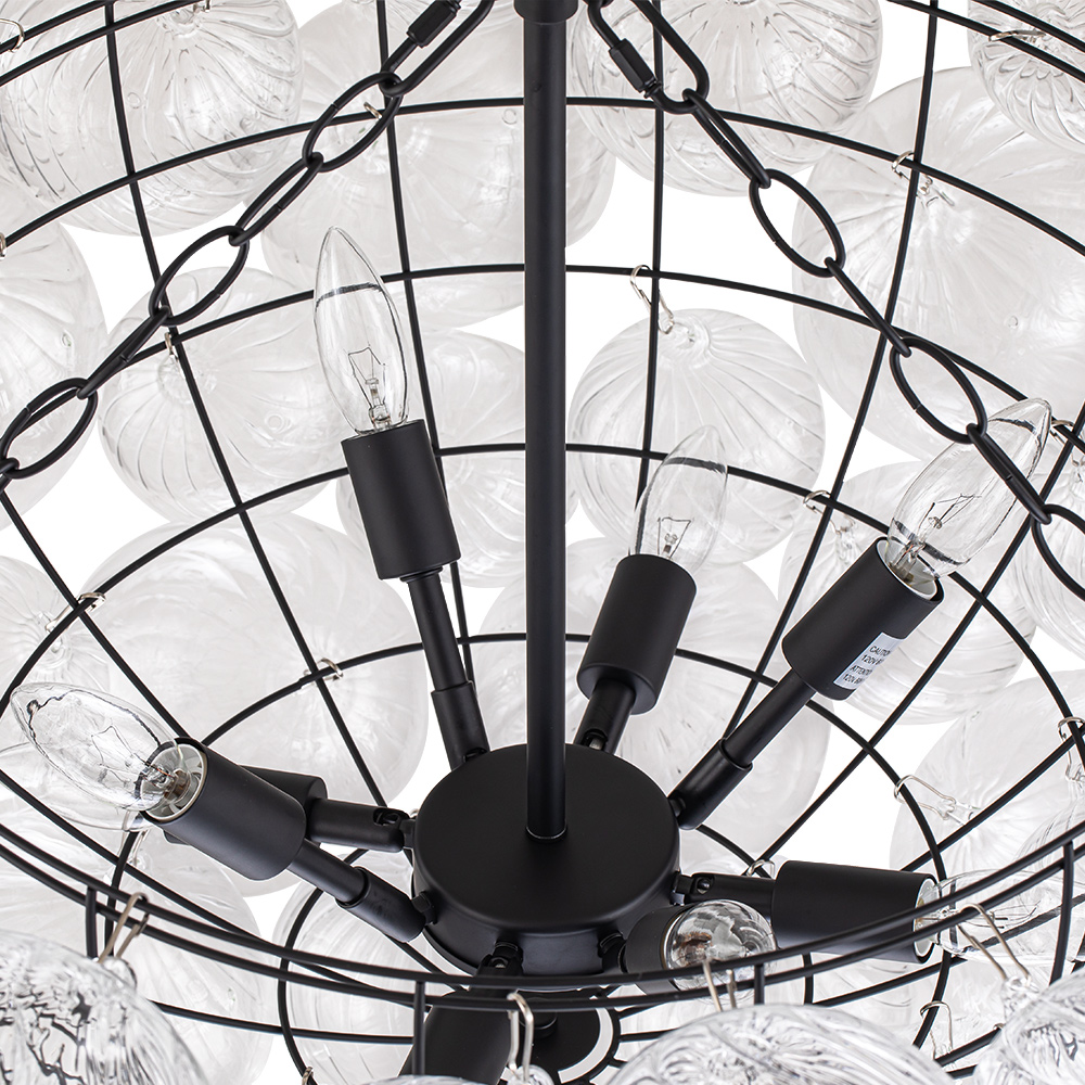 Black Glam Modern Bubble Chandelier Sputnik Cluster Glass Hanging Light Fixture for Dining Room Living Room Bedroom