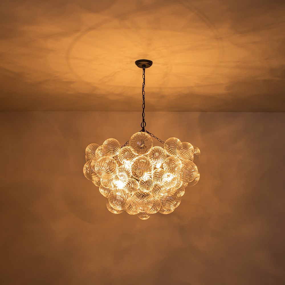 Black Glam Modern Bubble Chandelier Sputnik Cluster Glass Hanging Light Fixture for Dining Room Living Room Bedroom