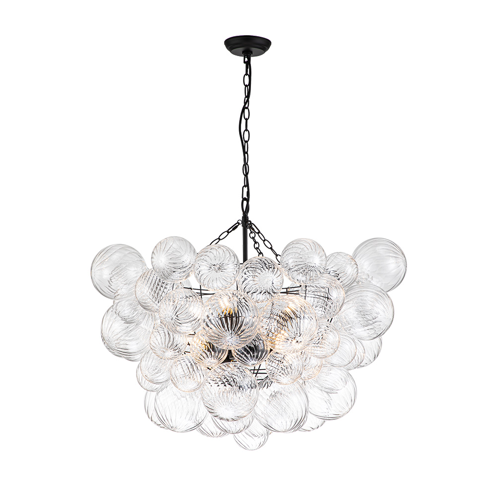 Black Glam Modern Bubble Chandelier Sputnik Cluster Glass Hanging Light Fixture for Dining Room Living Room Bedroom