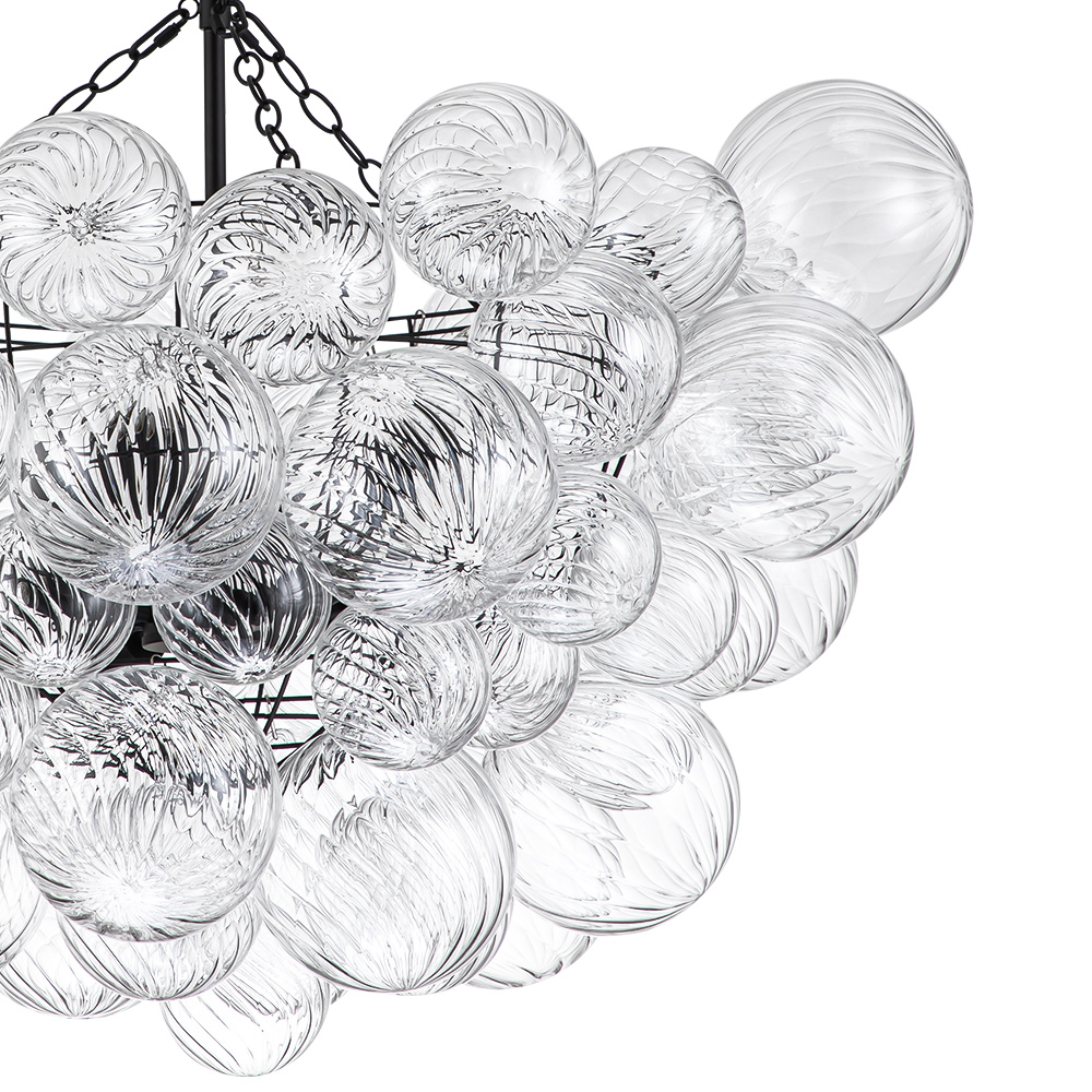 Black Glam Modern Bubble Chandelier Sputnik Cluster Glass Hanging Light Fixture for Dining Room Living Room Bedroom