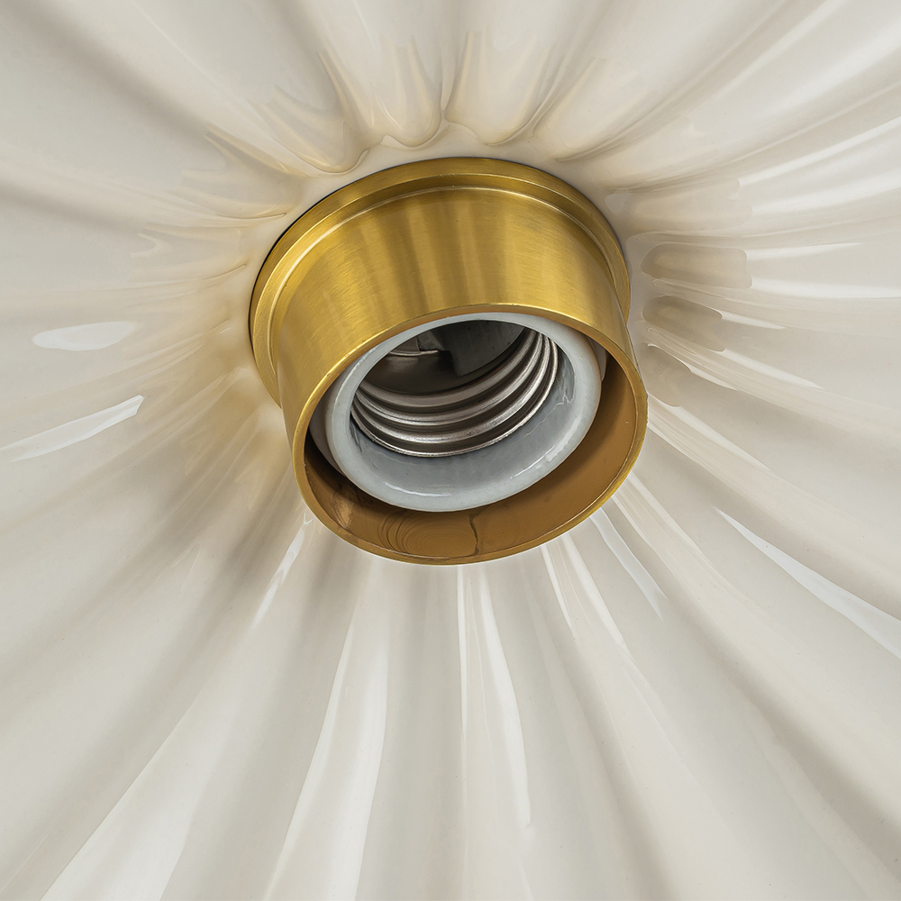 Glossy Modern Ruffled Pleated Semi-Flush Mount Scalloped Ceramic Ceiling Light for Dining Room Bedside Kitchen