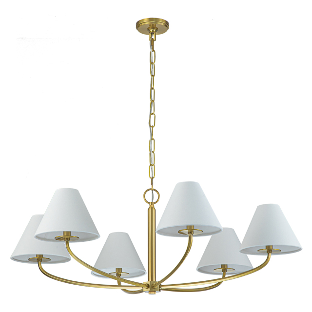 Traditional Mid-century Modern Metal Chandelier with Curved 6-Arm Design for Living Room/ Dining Room/ Bedroom