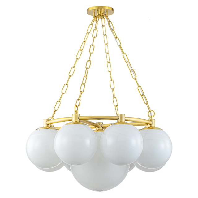 Designer Cloud 9-light Modern Glam Bubble Chandelier Cluster Mood Light with Opal Globes for Living Room Dining Room Girls Room Kid's Bedroom