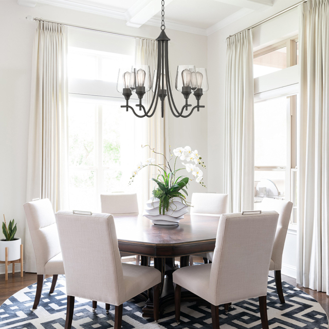 Traditional Modern Empire Candle Style Wine Glass Chandelier With Curved Arm Design For Living Room Dining Room Bedroom