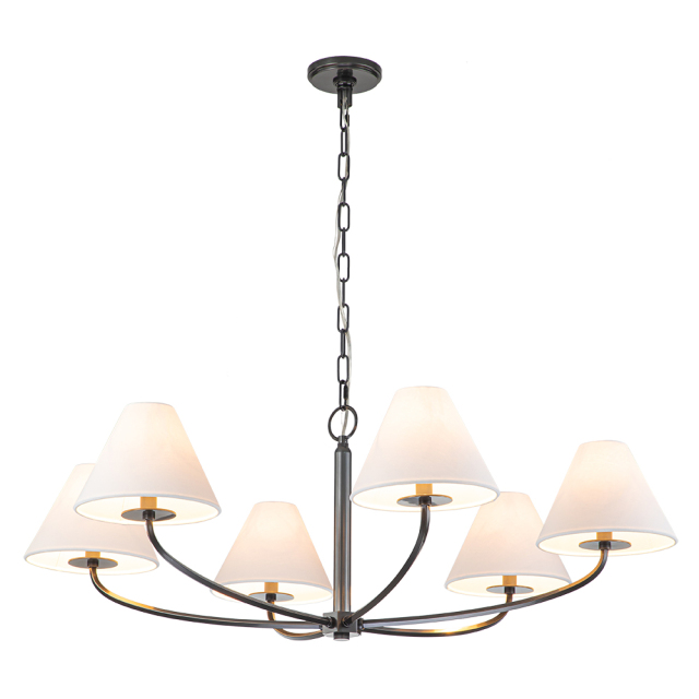 Traditional Mid-century Modern Metal Chandelier with Curved 6-Arm Design for Living Room/ Dining Room/ Bedroom