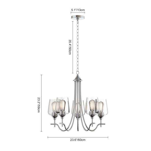 Traditional Modern Empire Candle Style Wine Glass Chandelier With Curved Arm Design For Living Room Dining Room Bedroom