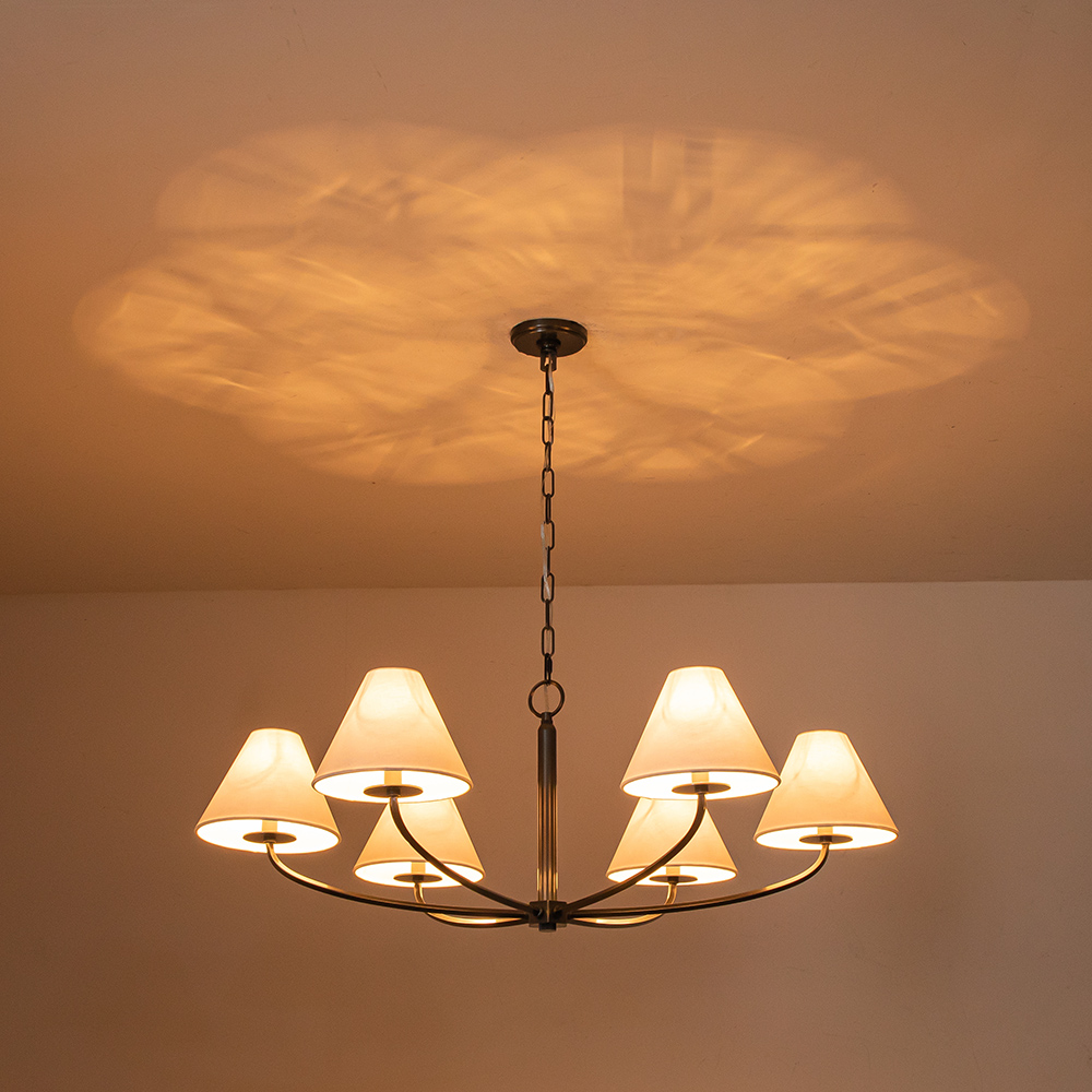 Traditional Mid-century Modern Metal Chandelier with Curved 6-Arm Design for Living Room/ Dining Room/ Bedroom