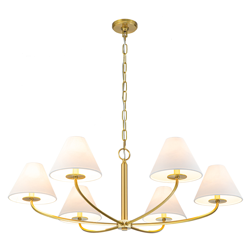 Traditional Mid-century Modern Metal Chandelier with Curved 6-Arm Design for Living Room/ Dining Room/ Bedroom