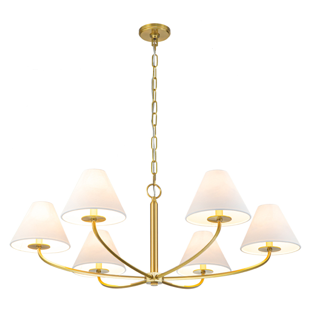 Traditional Mid-century Modern Metal Chandelier with Curved 6-Arm Design for Living Room/ Dining Room/ Bedroom