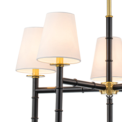 5-Light Mid-century Modern Bamboo-Shaped Chandelier with Cone Shades Design for Living Room/ Dining Room/ Bedroom