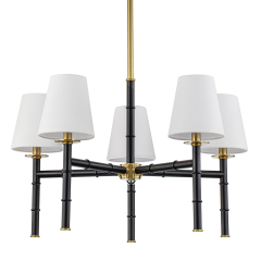 5-Light Mid-century Modern Bamboo-Shaped Chandelier with Cone Shades Design for Living Room/ Dining Room/ Bedroom