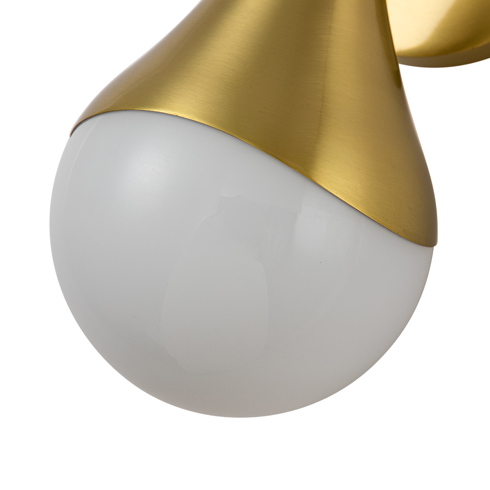 Modern Aged Brass Teardrop Vanity Light Opal Glass Globe Wall Sconce For Bedroom/ Bathroom/ Hallway/ Entryway