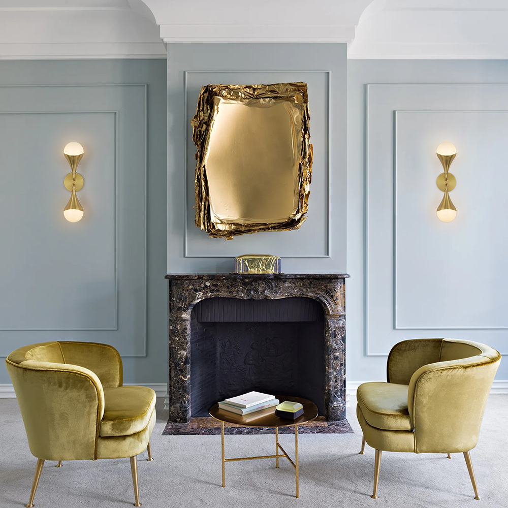 2-Light Modern Teardrop Aged Brass Vanity Light Bracket Opal Globe Wall Sconce For Bedroom/ Bathroom/ Hallway/ Entryway