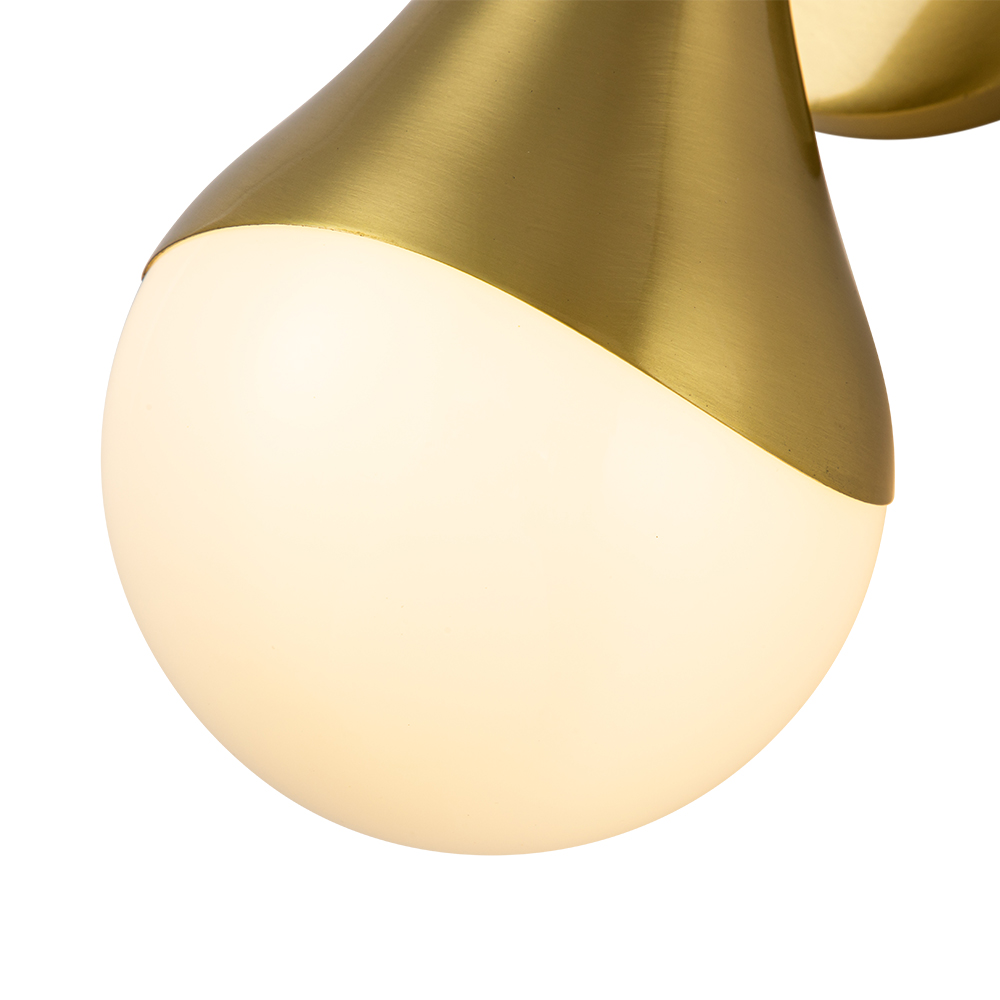 Modern Aged Brass Teardrop Vanity Light Opal Glass Globe Wall Sconce For Bedroom/ Bathroom/ Hallway/ Entryway