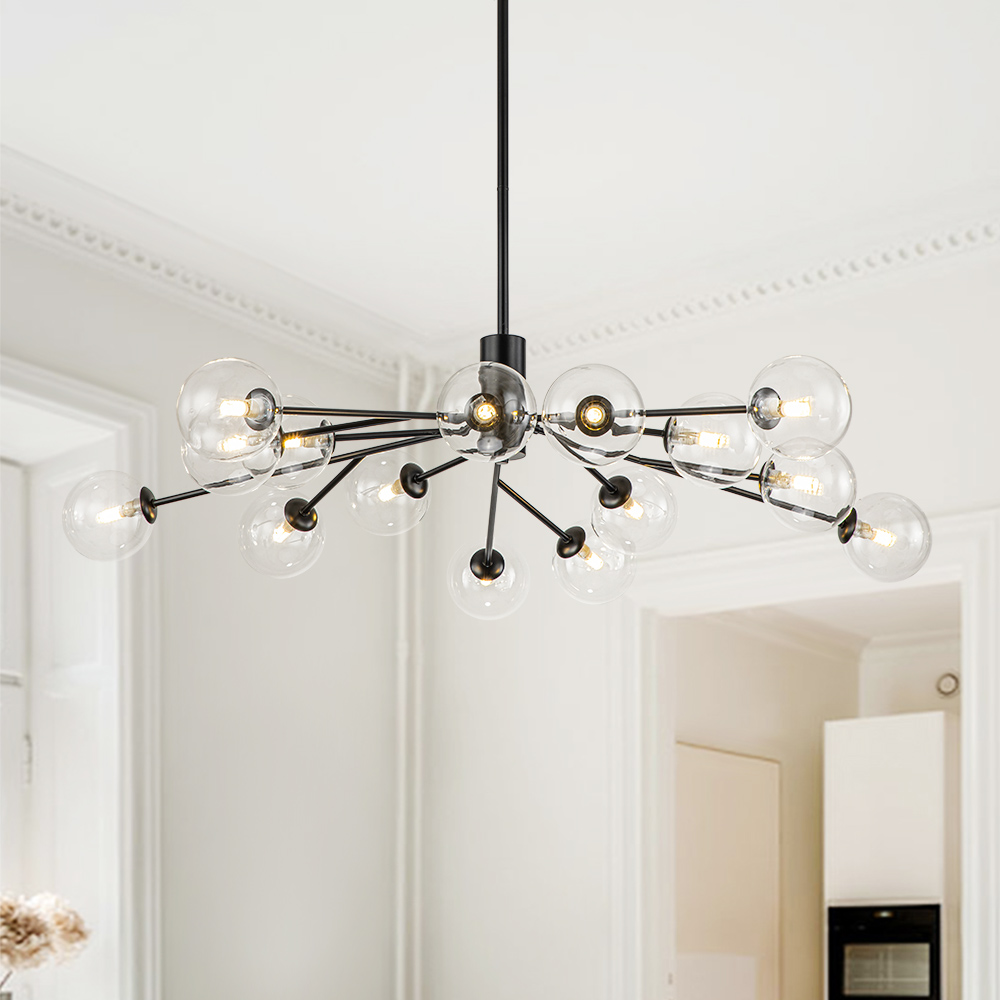 12/15/18-Light Contemporary Modern Sputnik Glass Globe Bubble Chandelier for Restaurant/ Living Room/ Bedroom/ Dining Table