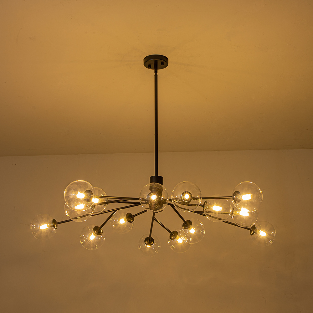 12/15/18-Light Contemporary Modern Sputnik Glass Globe Bubble Chandelier for Restaurant/ Living Room/ Bedroom/ Dining Table
