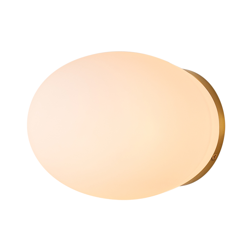 Modern Spherical Wall Light Oval Opal Glass Ball Wall Light Semi Flush Mount For Bedroom/Reading Room/ Hallway/ Entryway
