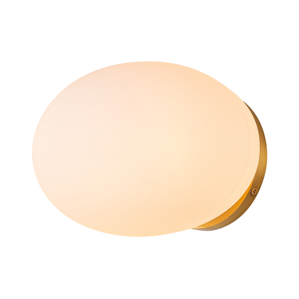 Modern Spherical Wall Light Oval Opal Glass Ball Wall Light Semi Flush Mount For Bedroom/Reading Room/ Hallway/ Entryway