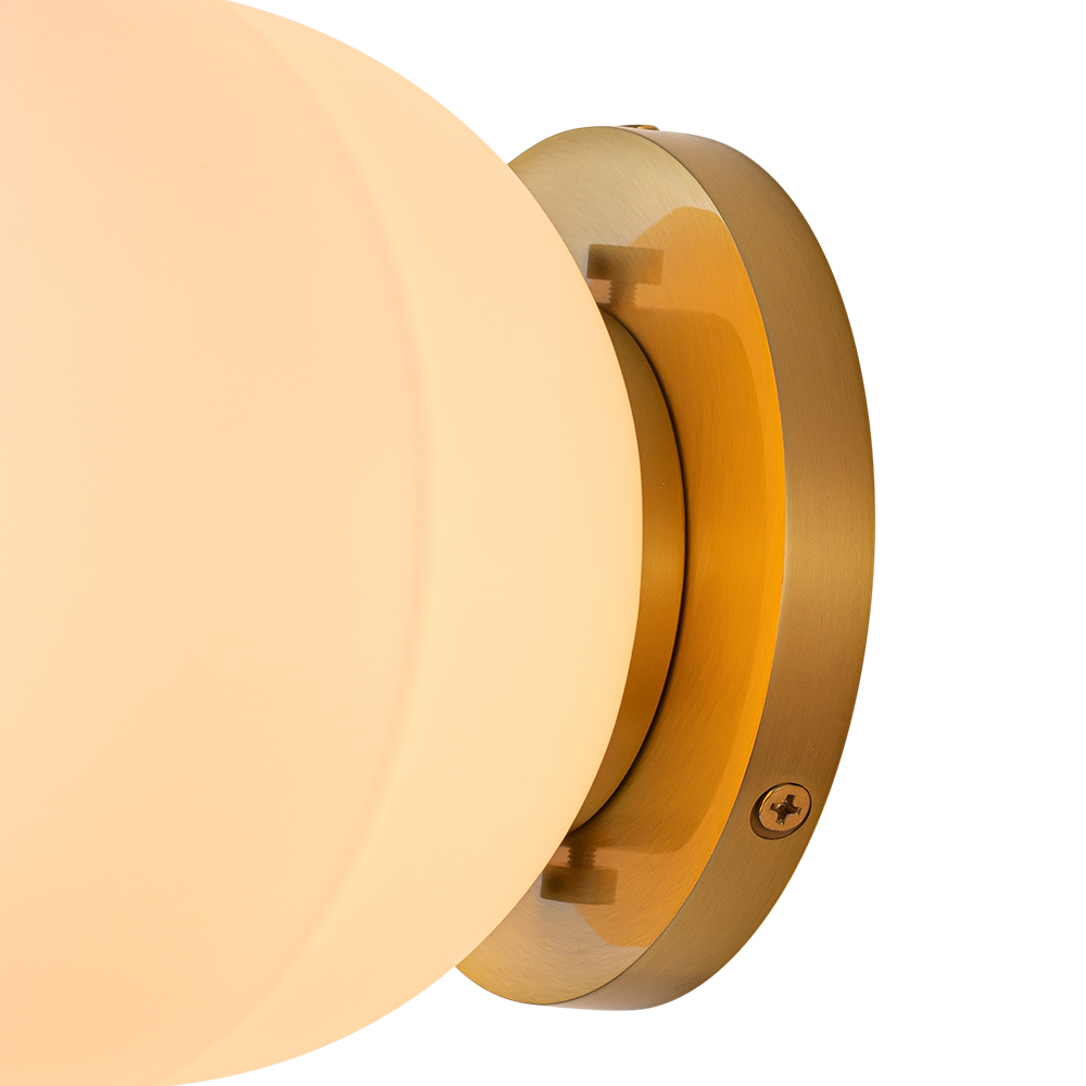 Modern Spherical Wall Light Oval Opal Glass Ball Wall Light Semi Flush Mount For Bedroom/Reading Room/ Hallway/ Entryway