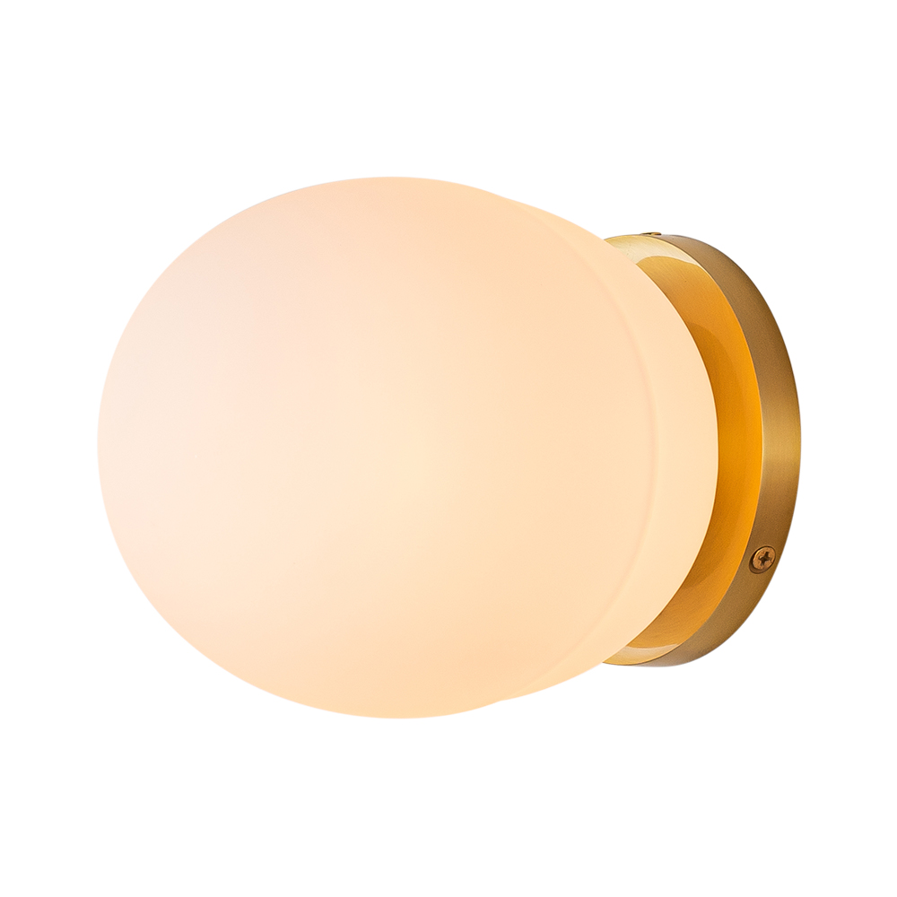Modern Spherical Wall Light Oval Opal Glass Ball Wall Light Semi Flush Mount For Bedroom/Reading Room/ Hallway/ Entryway