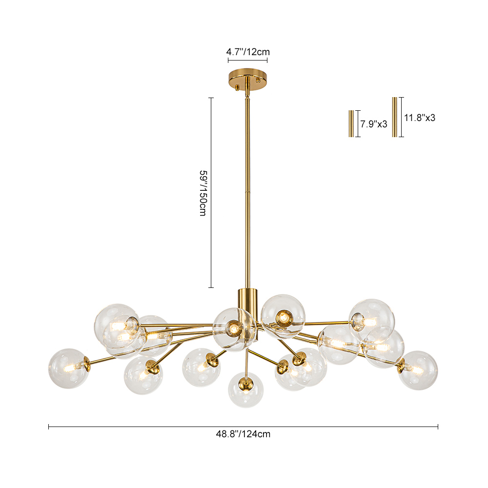 12/15/18-Light Contemporary Modern Sputnik Glass Globe Bubble Chandelier for Restaurant/ Living Room/ Bedroom/ Dining Table