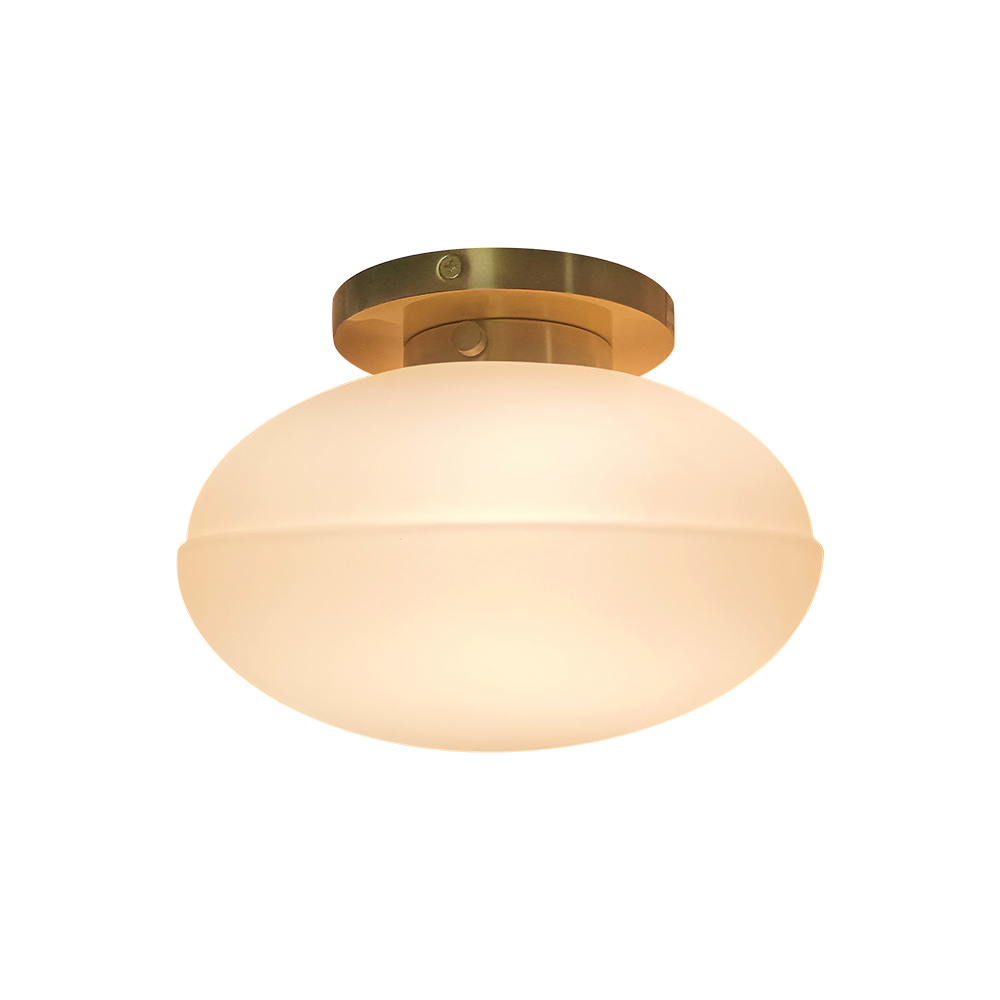 Modern Spherical Wall Light Oval Opal Glass Ball Wall Light Semi Flush Mount For Bedroom/Reading Room/ Hallway/ Entryway
