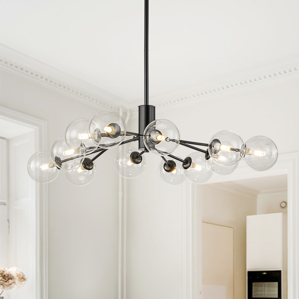 12/15/18-Light Contemporary Modern Sputnik Glass Globe Bubble Chandelier for Restaurant/ Living Room/ Bedroom/ Dining Table