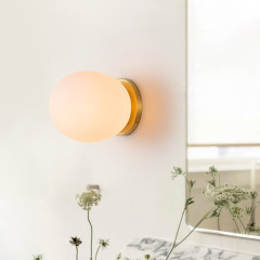 Modern Spherical Wall Light Oval Opal Glass Ball Wall Light Semi Flush Mount For Bedroom/Reading Room/ Hallway/ Entryway