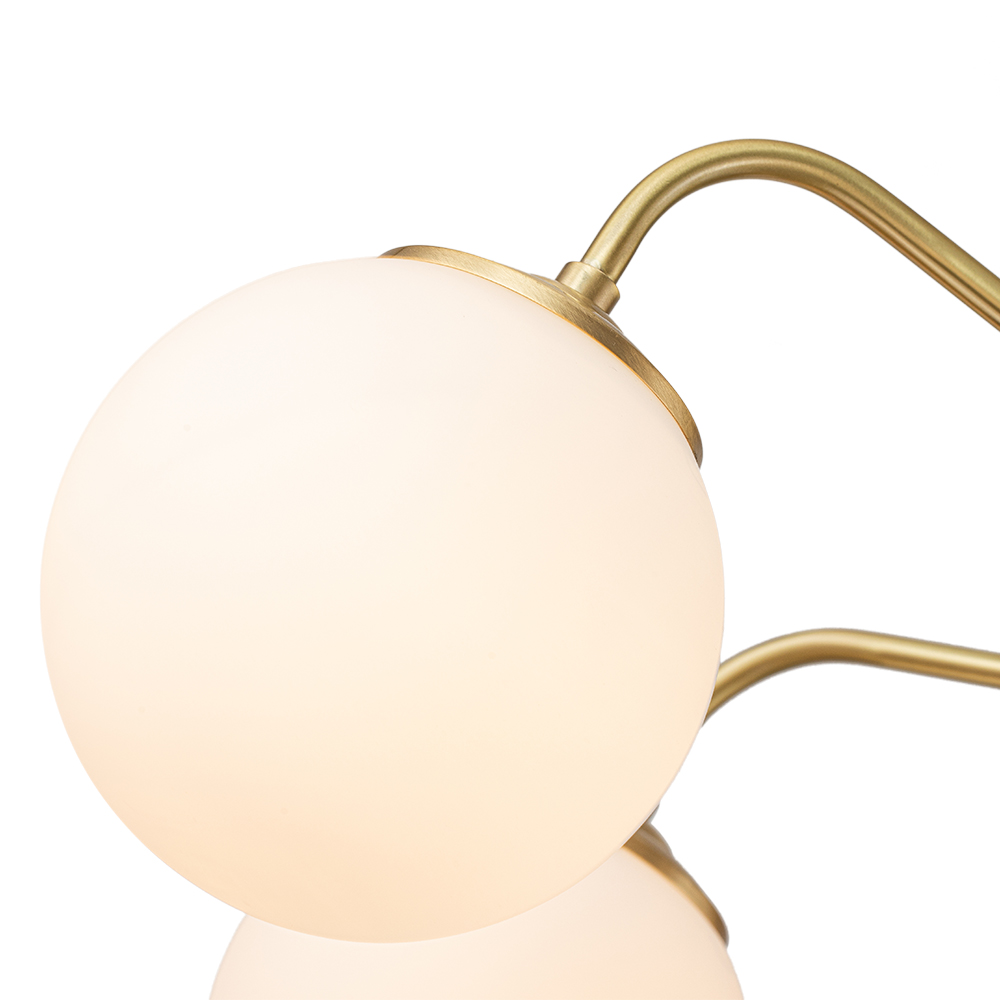 6-Light Modern Glam Bubble Chandelier Milky Glass Globe Hanging Light for Living Room Dining Room Dining Table