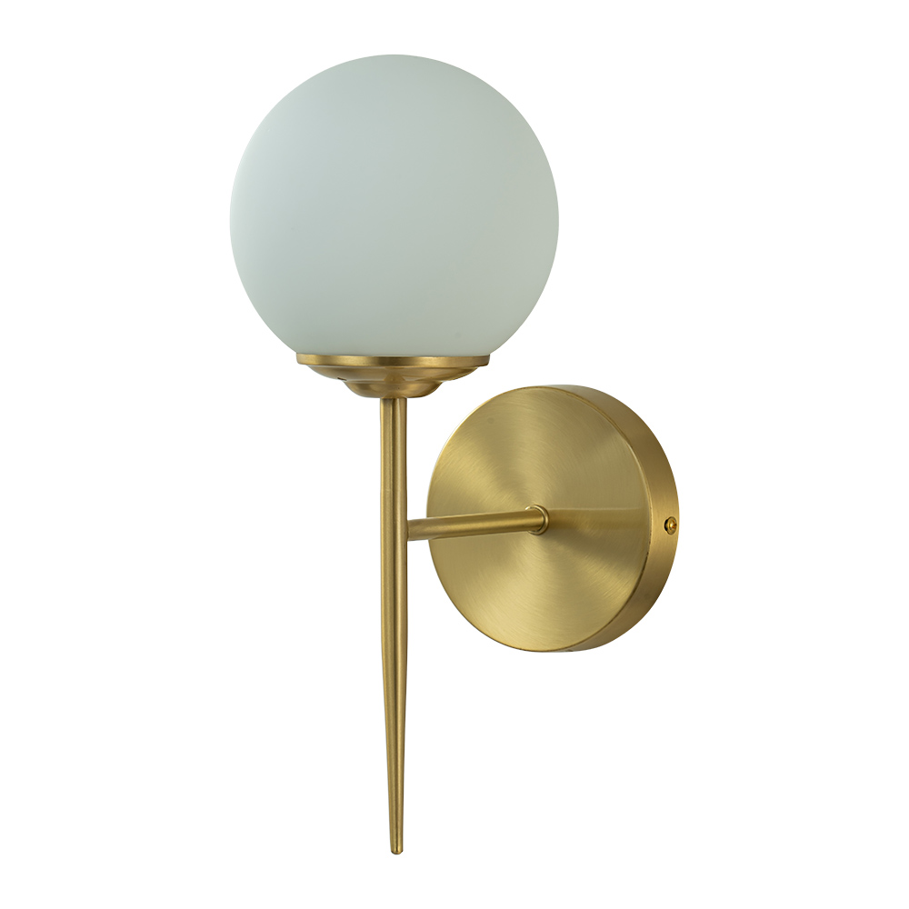 Minimalist Modern Single Light Wall Lamp Brass Glass Globe Wall Sconces Wall Lights for Front Door/ Entryway/ Living Room
