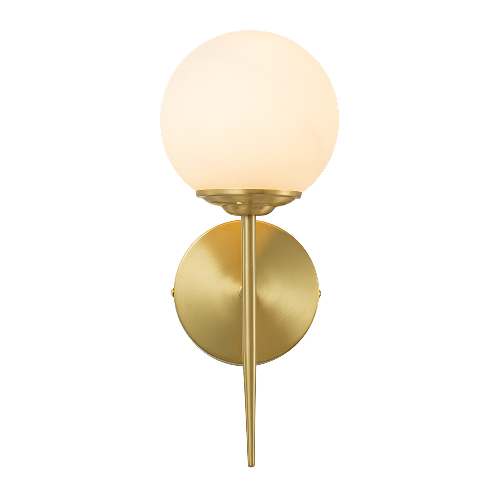 Minimalist Modern Single Light Wall Lamp Brass Glass Globe Wall Sconces Wall Lights for Front Door/ Entryway/ Living Room