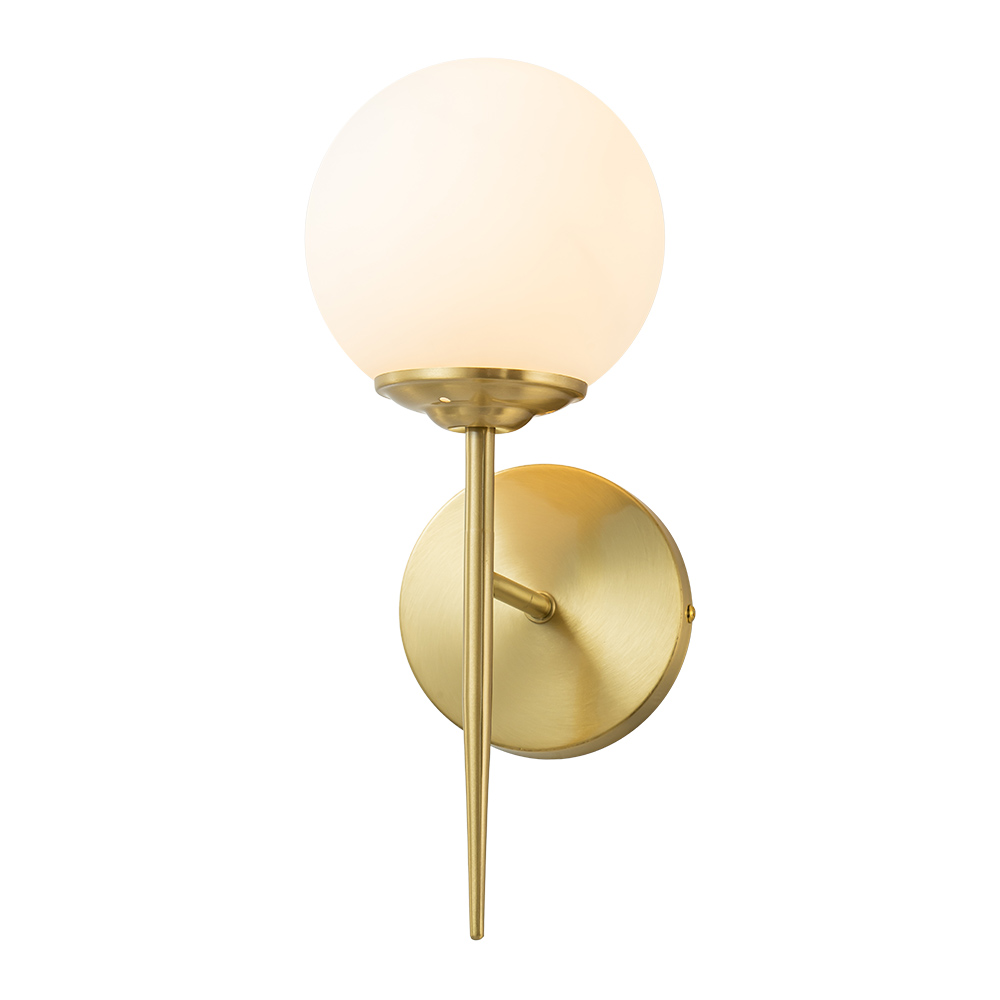 Minimalist Modern Single Light Wall Lamp Brass Glass Globe Wall Sconces Wall Lights for Front Door/ Entryway/ Living Room