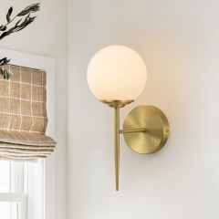 Minimalist Modern Single Light Wall Lamp Brass Glass Globe Wall Sconces Wall Lights for Front Door/ Entryway/ Living Room