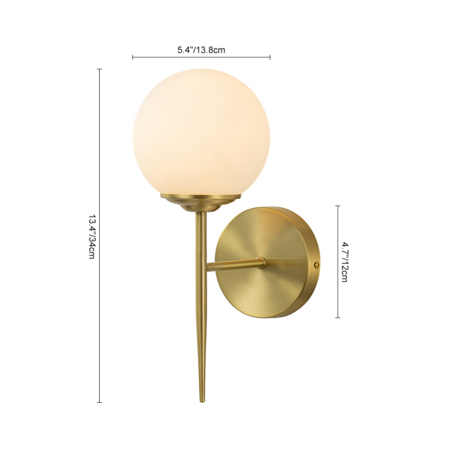 Minimalist Modern Single Light Wall Lamp Brass Glass Globe Wall Sconces Wall Lights for Front Door/ Entryway/ Living Room