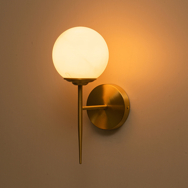 Minimalist Modern Single Light Wall Lamp Brass Glass Globe Wall Sconces Wall Lights for Front Door/ Entryway/ Living Room
