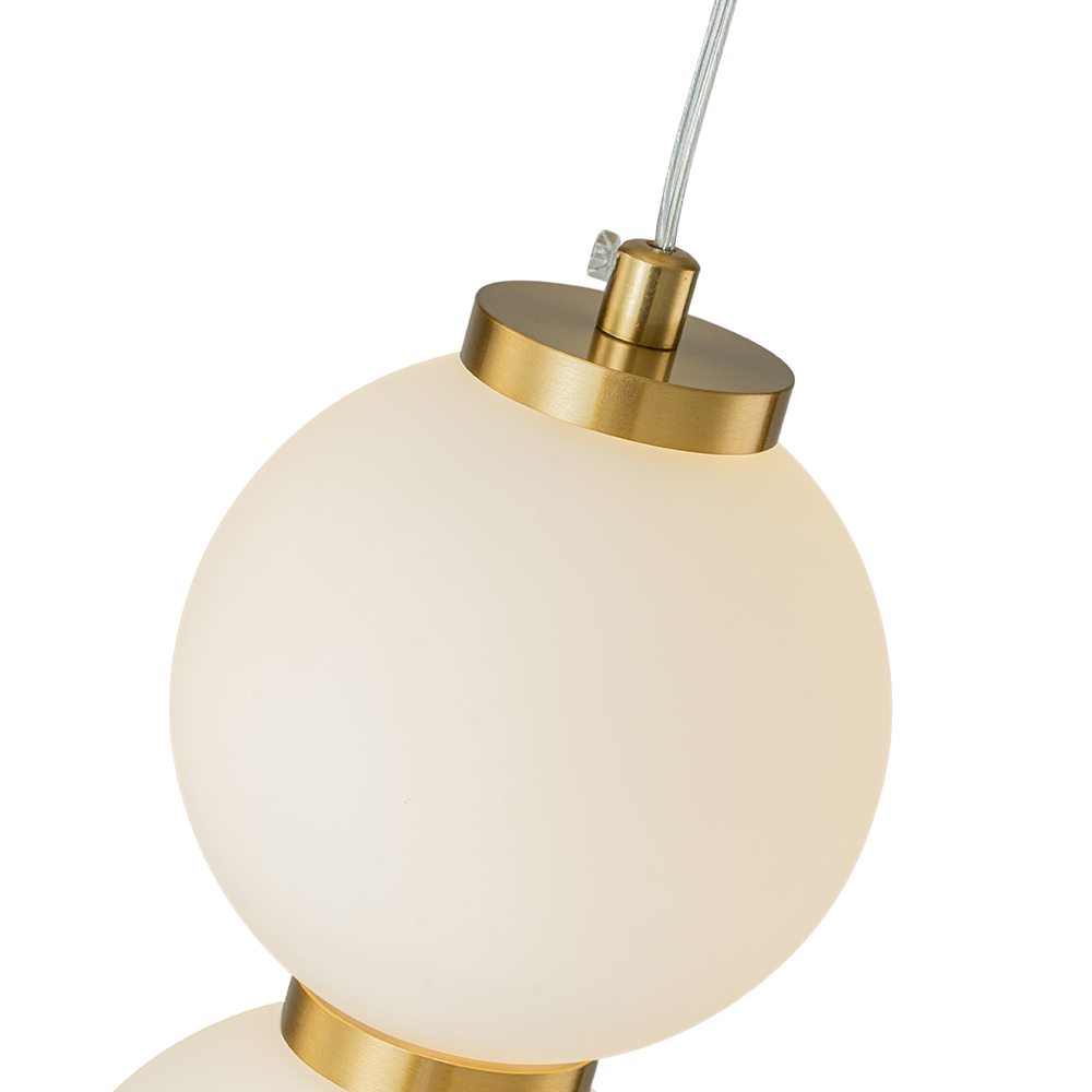 Modern Brass String Opal Glass LED Pendant Light Creative Candied Gourd Shape Long Line Hanging Lamp For Staircase/ Bedroom/ Kitchen Island