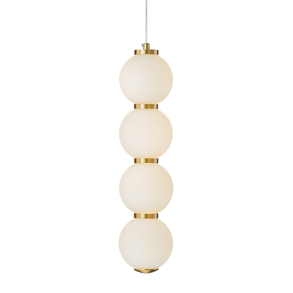 Modern Brass String Opal Glass LED Pendant Light Creative Candied Gourd Shape Long Line Hanging Lamp For Staircase/ Bedroom/ Kitchen Island