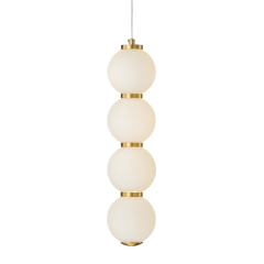 Modern Brass String Opal Glass LED Pendant Light Creative Candied Gourd Shape Long Line Hanging Lamp For Staircase/ Bedroom/ Kitchen Island