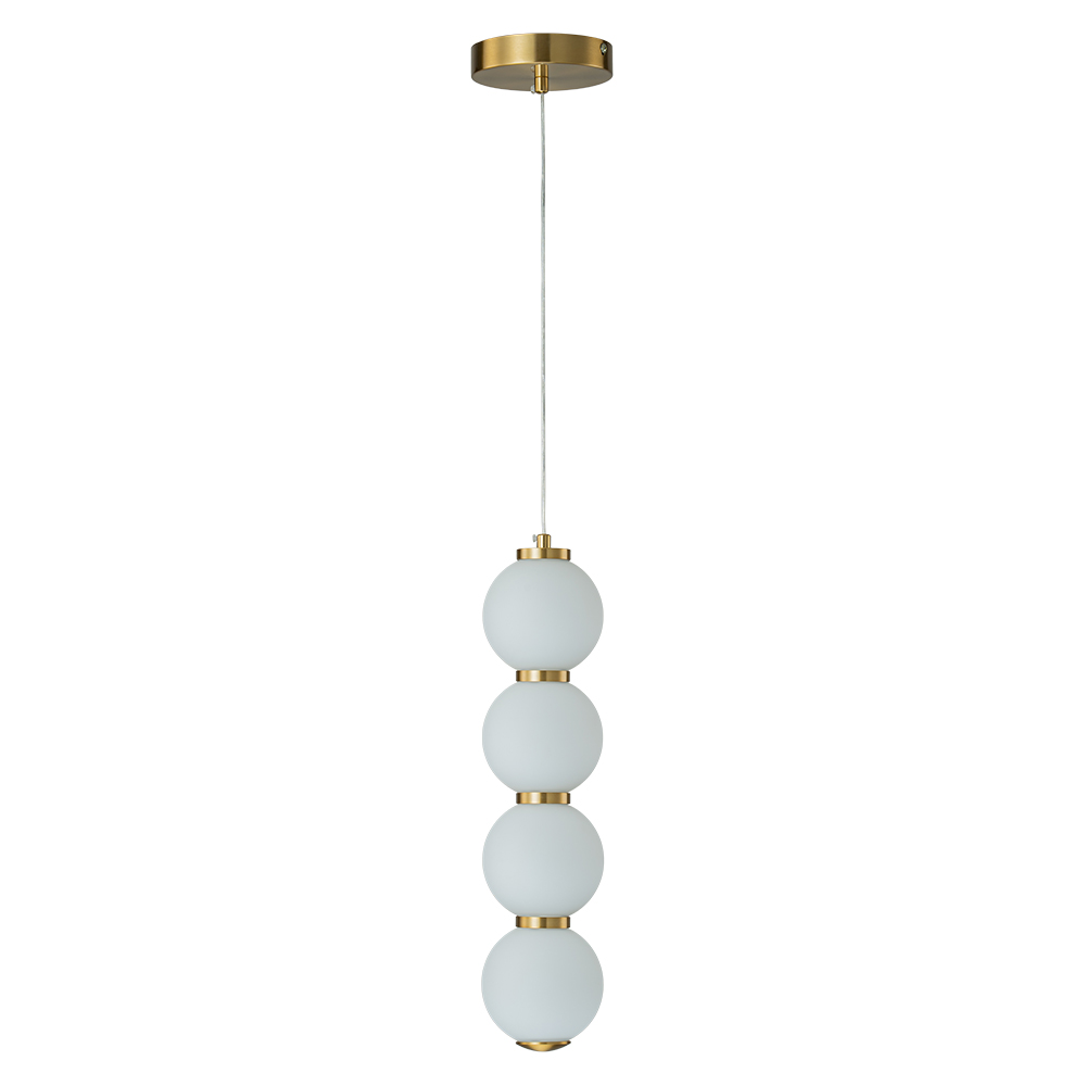 Modern Brass String Opal Glass LED Pendant Light Creative Candied Gourd Shape Long Line Hanging Lamp For Staircase/ Bedroom/ Kitchen Island