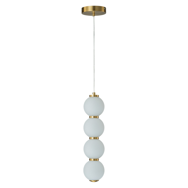 Modern Brass String Opal Glass LED Pendant Light Creative Candied Gourd Shape Long Line Hanging Lamp For Staircase/ Bedroom/ Kitchen Island