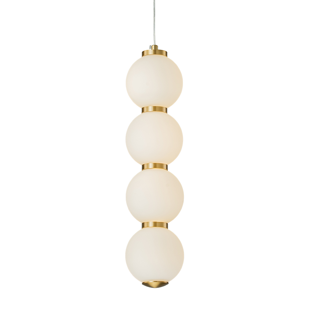 Modern Brass String Opal Glass LED Pendant Light Creative Candied Gourd Shape Long Line Hanging Lamp For Staircase/ Bedroom/ Kitchen Island