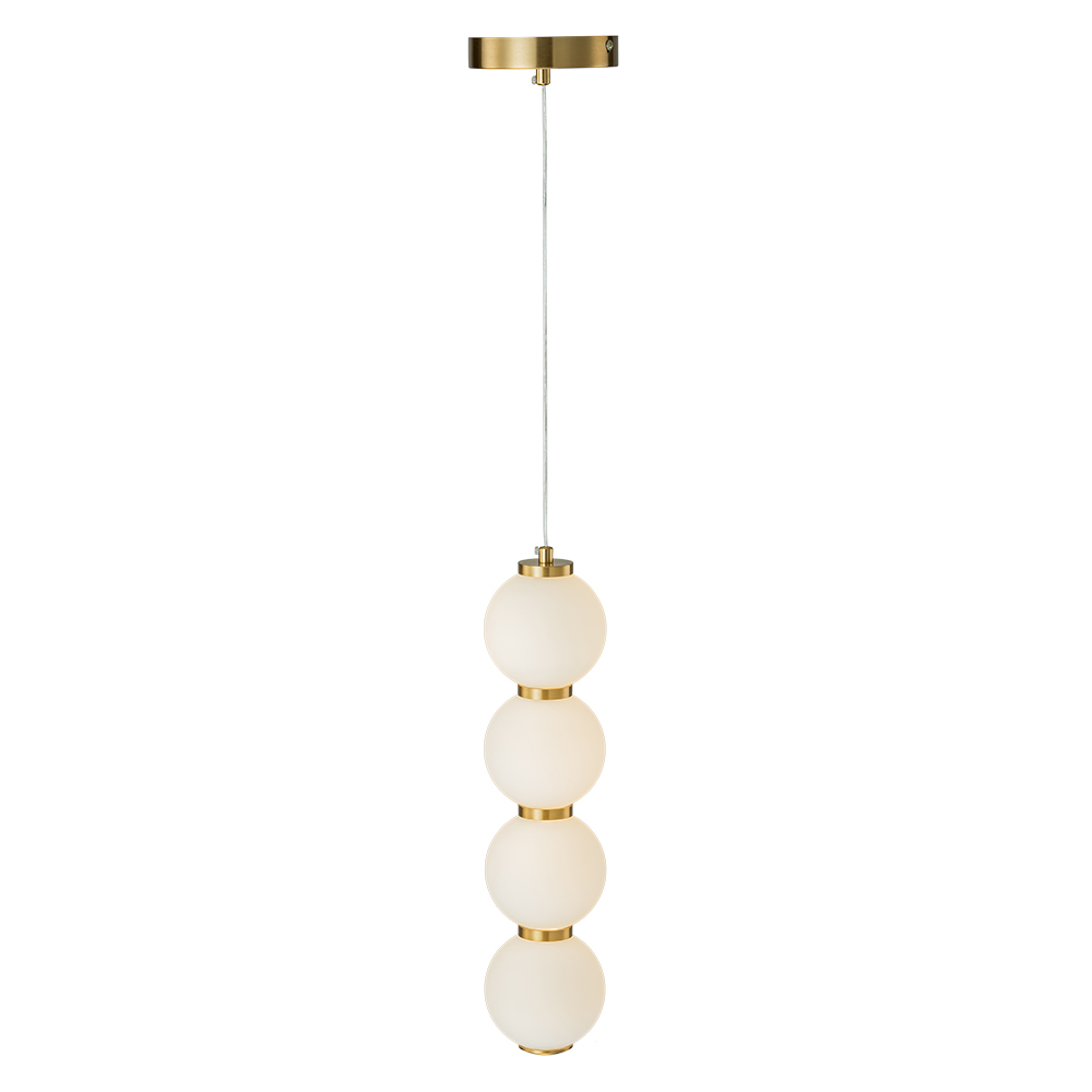 Modern Brass String Opal Glass LED Pendant Light Creative Candied Gourd Shape Long Line Hanging Lamp For Staircase/ Bedroom/ Kitchen Island