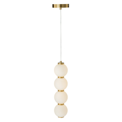 Modern Brass String Opal Glass LED Pendant Light Creative Candied Gourd Shape Long Line Hanging Lamp For Staircase/ Bedroom/ Kitchen Island