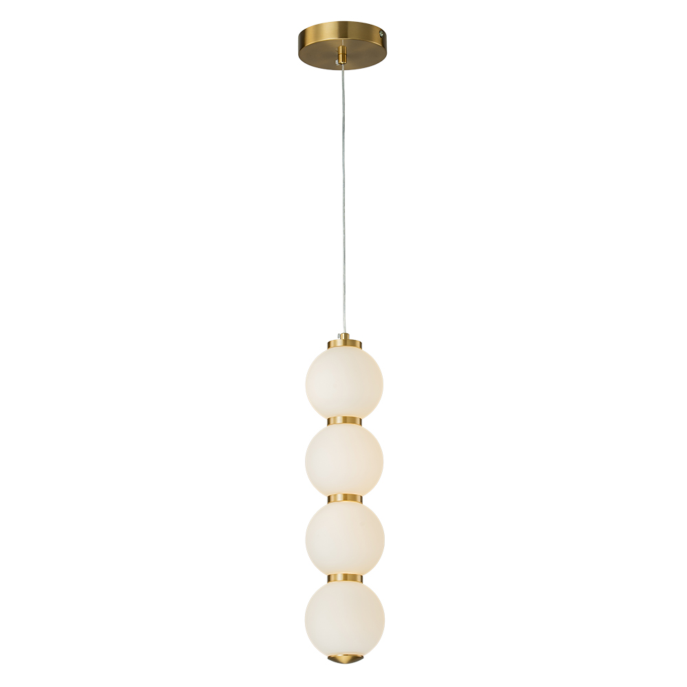 Modern Brass String Opal Glass LED Pendant Light Creative Candied Gourd Shape Long Line Hanging Lamp For Staircase/ Bedroom/ Kitchen Island