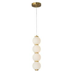 Modern Brass String Opal Glass LED Pendant Light Creative Candied Gourd Shape Long Line Hanging Lamp For Staircase/ Bedroom/ Kitchen Island