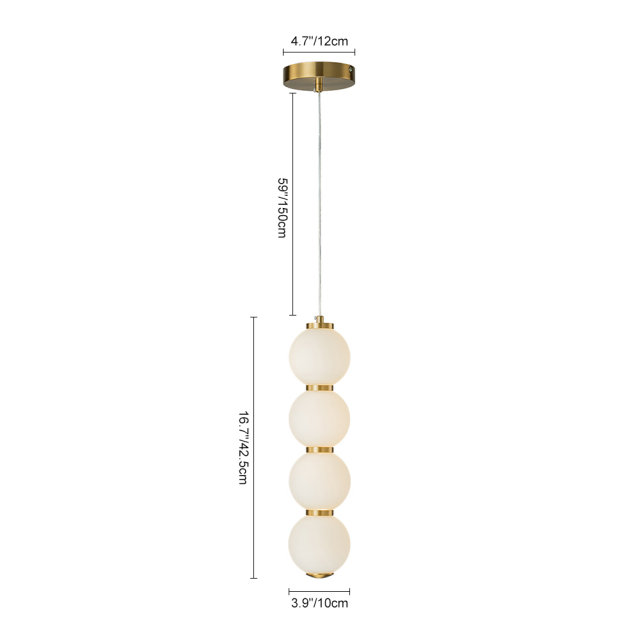Modern Brass String Opal Glass LED Pendant Light Creative Candied Gourd Shape Long Line Hanging Lamp For Staircase/ Bedroom/ Kitchen Island