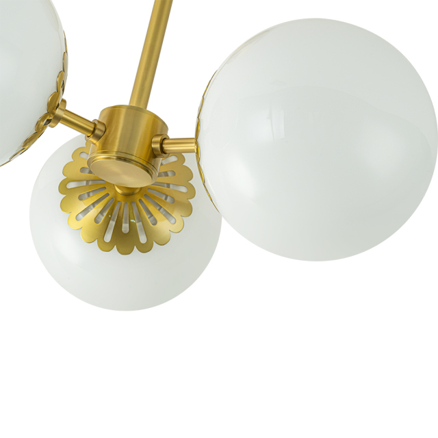 3-Light Modern Mid-Century Semi Flush Mount with Opal Glass Globe for Dining Room/ Kitchen/ Living Room