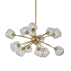 12-Light Modern Glam Brass Sputnik Ice Glass Chandelier Light for Dining Room/ Living Room/ Bedroom