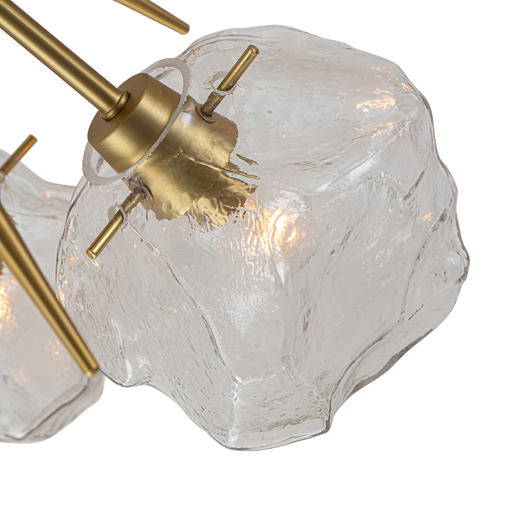 9-Light Modern Glam Ice Glass Semi Flush Mount Ceiling Light for Dining Room/ Kitchen/ Living Room